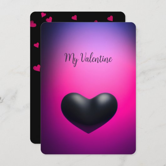 Black Heart Elegant Simple Photo Valentijn Kaart (Voorkant / Achterkant)