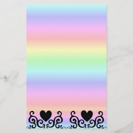 Black Heart en Lily op Rainbow Briefpapier (Achterkant)