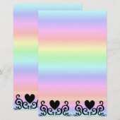 Black Heart en Lily op Rainbow Briefpapier (Voorkant / Achterkant)