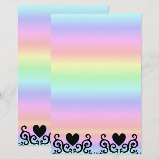 Black Heart en Lily op Rainbow Briefpapier (Voorkant / Achterkant)