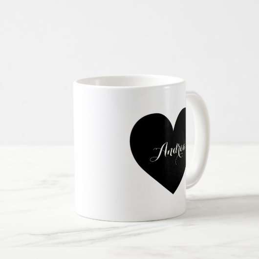 Black Heart Gepersonaliseerde Script-Mok Koffiemok (Voorkant rechts)