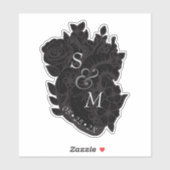 Black Heart Gothic Flower Vampire Wedding Sticker (Vel)
