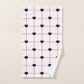 Black Heart Grid with Red Linework Bad Handdoek (Handdoek)