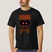 Black Heart Halloween Evil Pumpkin Face Spooky Vib T-shirt (Voorkant)
