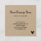 Black Heart Kraft papier gemaakt met liefde Vierkante Visitekaartje (Achterkant)