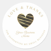 Black Heart Love & Bedankt Support Small Business Ronde Sticker (Voorkant)