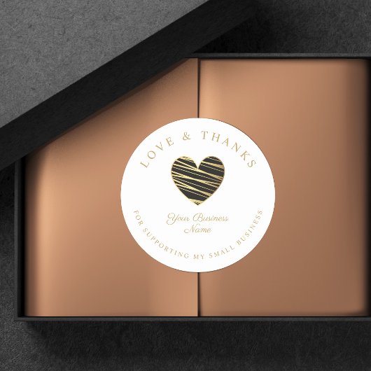 Black Heart Love & Bedankt Support Small Business Ronde Sticker