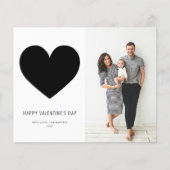 Black Heart Minimalist Happy Valentine Day Card (Voorkant)