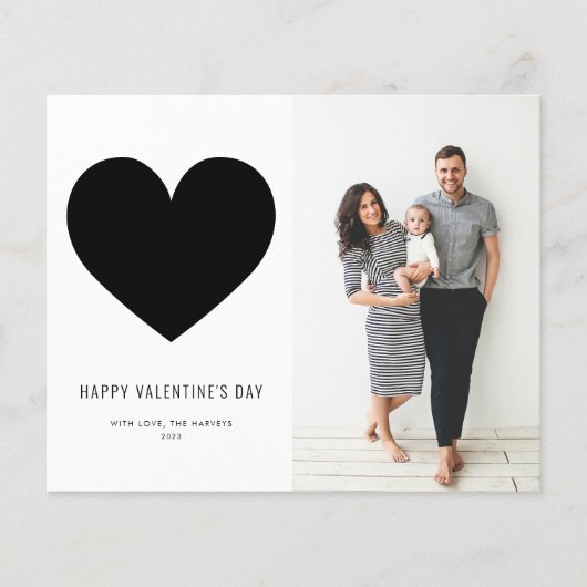 Black Heart Minimalist Happy Valentine Day Card (Voorkant)