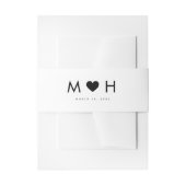Black Heart Modern Minimalist Wedding Uitnodigingen Wikkel (Voorkant Voorbeeld)