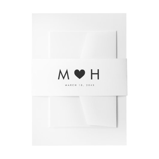 Black Heart Modern Minimalist Wedding Uitnodigingen Wikkel (Voorkant Voorbeeld)