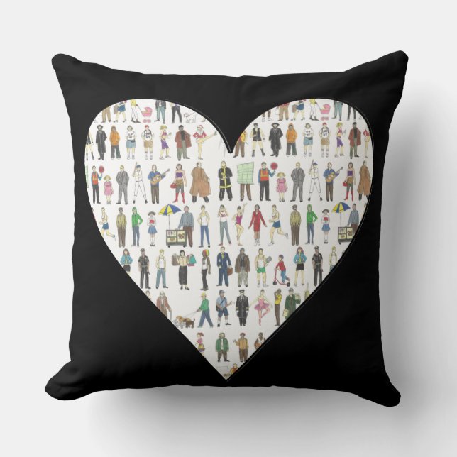 Black Heart NYC New York City People Pillow Kussen (Voorkant)