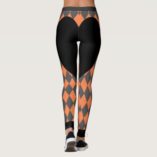 Black Heart Oranje Harlequin Leggings (Achterkant)