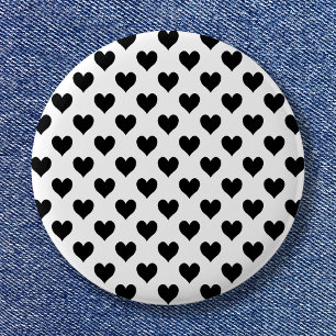 Black Heart Pattern Ronde Button 5,7 Cm