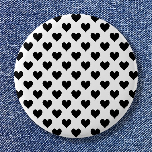 Black Heart Pattern Ronde Button 5,7 Cm