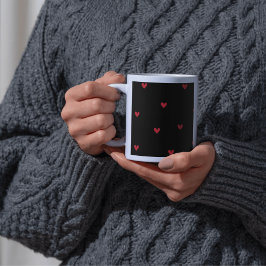 Black Heart Pattern Valentijn's Day Mok