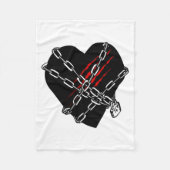 Black Heart Red Chains Cool Gothic Valentines Day  Fleece Deken (Voorkant)