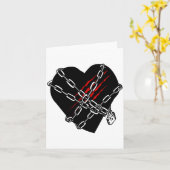 Black Heart Red Chains Cool Gothic Valentines Day Kaart (Gele Bloem)