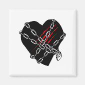 Black Heart Red Chains Cool Gothic Valentines Day  Magneet (Voorkant)