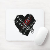 Black Heart Red Chains Cool Gothic Valentines Day  Muismat (Met muis)