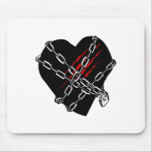 Black Heart Red Chains Cool Gothic Valentines Day  Muismat (Voorkant)