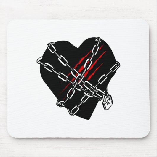 Black Heart Red Chains Cool Gothic Valentines Day  Muismat (Voorkant)