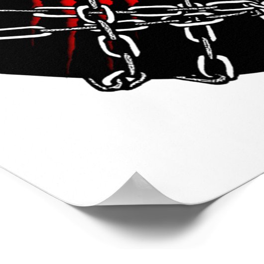 Black Heart Red Chains Cool Gothic Valentines Day Poster (Hoek)