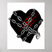 Black Heart Red Chains Cool Gothic Valentines Day Poster (Voorkant)