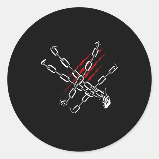 Black Heart Red Chains Cool Gothic Valentine's Day Ronde Sticker (Voorkant)