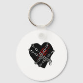 Black Heart Red Chains Cool Gothic Valentines Day  Sleutelhanger (Voorkant)