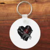 Black Heart Red Chains Cool Gothic Valentines Day Sleutelhanger (Voorkant)