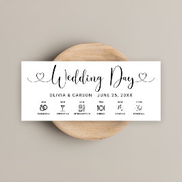 Black Heart Script Wedding Day Timeline Kaart