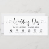 Black Heart Script Wedding Day Timeline Kaart (Voorkant)