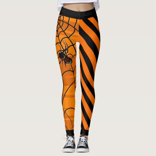 Black Heart Stripe Spider Leggings (Voorkant)