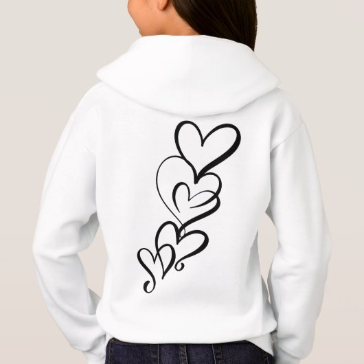 Black Heart Trio Girl's Hoodie (Achterkant)