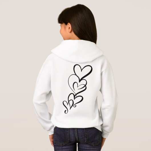 Black Heart Trio Girl's Hoodie (Achterkant volledig)