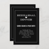 Black Heart Wedding Rehearsal Dinner Invitations Kaart (Voorkant / Achterkant)