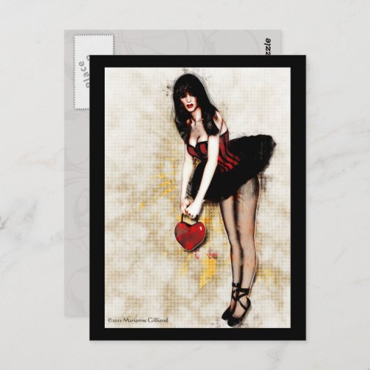 Black Hearted Gothic Art Briefkaart (Voorkant / Achterkant)