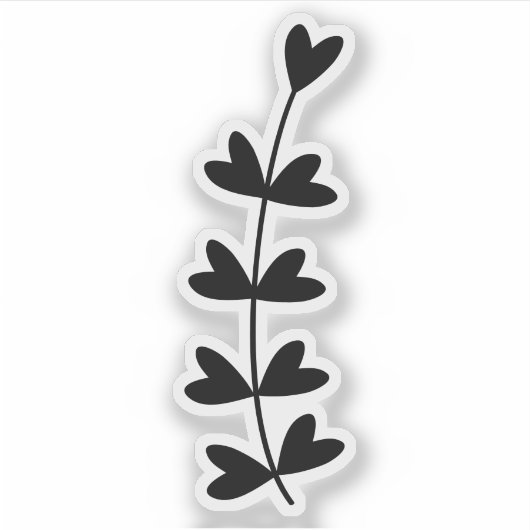 Black Heartleaf Plant Transparent Custom Cut Sticker (Voorkant)