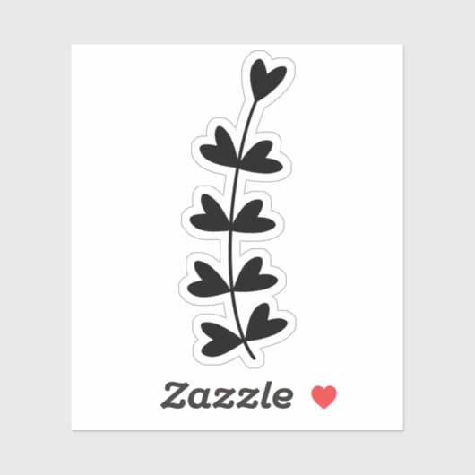 Black Heartleaf Plant Transparent Custom Cut Sticker (Vel)