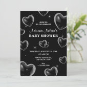 Black Hearts bubble BABY SHOWER Uitnodiging (Staand voorkant)