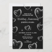 Black Hearts bubble bruiloft Jubileum Kaart (Voorkant)