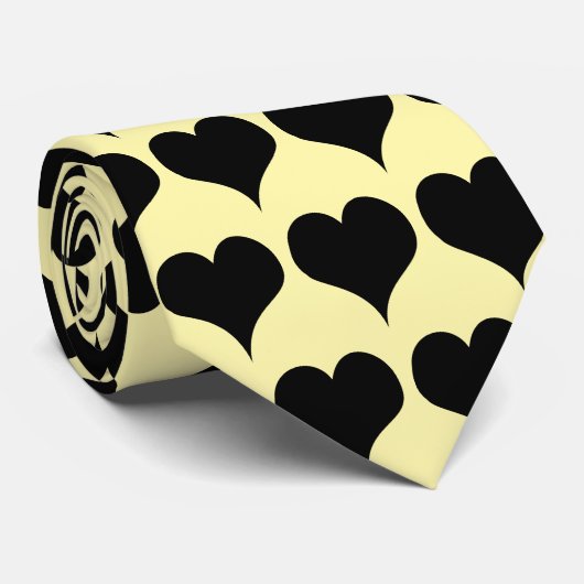 Black Hearts Design Stropdas (Opgerold)