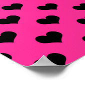 Black Hearts Hot Pink Background Polka Dot Heart Poster (Hoek)