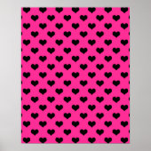 Black Hearts Hot Pink Background Polka Dot Heart Poster (Voorkant)