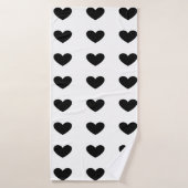 Black hearts on a white background badhanddoek (Badhanddoek)