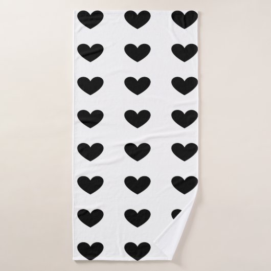 Black hearts on a white background badhanddoek (Badhanddoek)