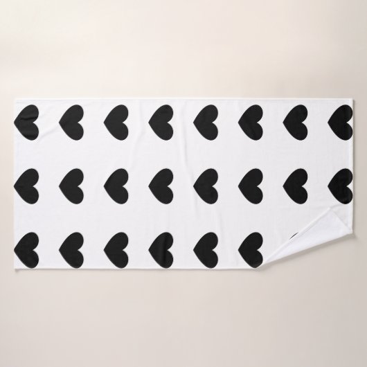 Black hearts on a white background badhanddoek (Badhanddoek)