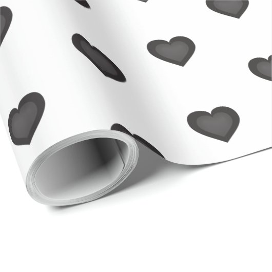 Black Hearts Pattern Cadeaupapier (Rol Hoek)