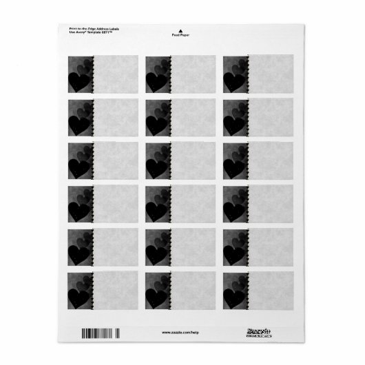 Black Hearts Pattern Etiket (Full Sheet)